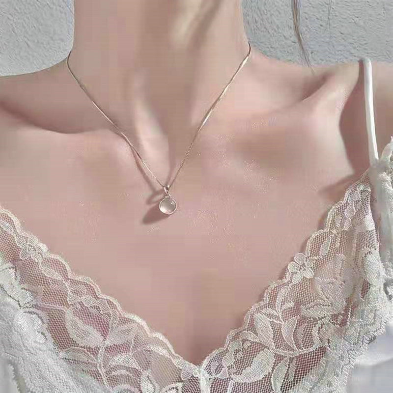 Sweet Cute Shiny Zircon Star Pendant Necklace Korean Fashion Elegant Girls Women Bow Knot Round Crystal Clavicle Chain Jewelry
