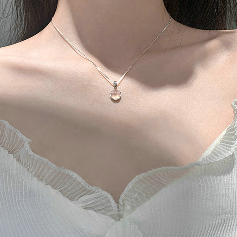 Sweet Cute Shiny Zircon Star Pendant Necklace Korean Fashion Elegant Girls Women Bow Knot Round Crystal Clavicle Chain Jewelry