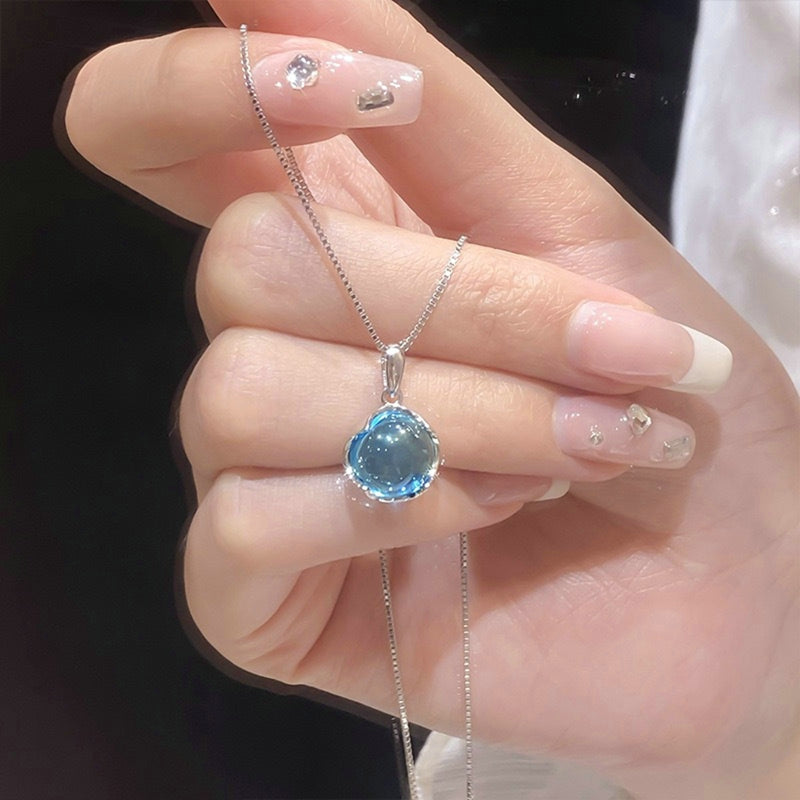 Sweet Cute Shiny Zircon Star Pendant Necklace Korean Fashion Elegant Girls Women Bow Knot Round Crystal Clavicle Chain Jewelry