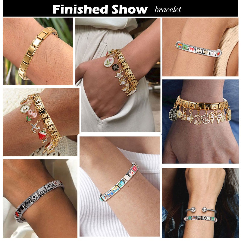 Vintage Golden Sea Shell Conch Starfish Dolphin Turtles Pendant Bead Fit 9mm Italian Charm Bracelet Stainless Steel DIY Making