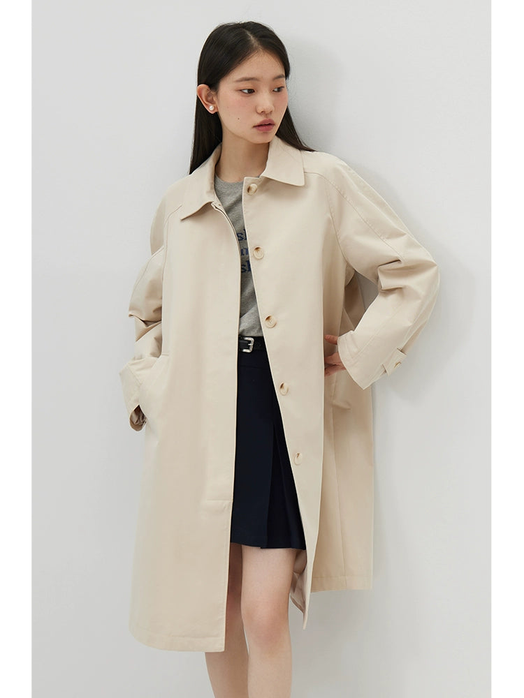 Ziqiao K-style Lapel Mid-Length Raglan Sleeve Trench Coat Viralgem Store