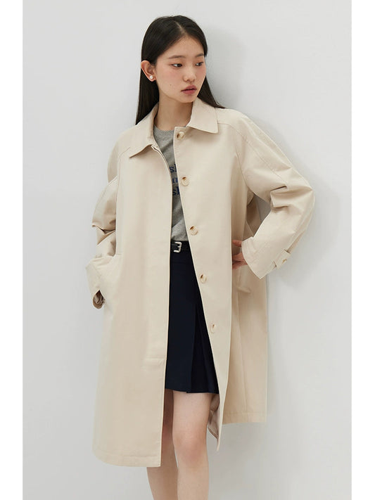 Ziqiao K-style Lapel Mid-Length Raglan Sleeve Trench Coat Viralgem Store