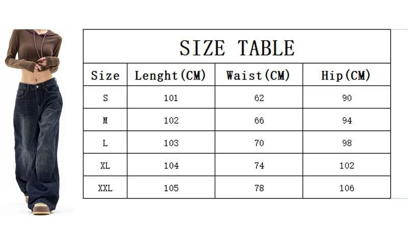 Wide Leg Jeans Women Korean Fashion Harajuku Baggy Denim Tro