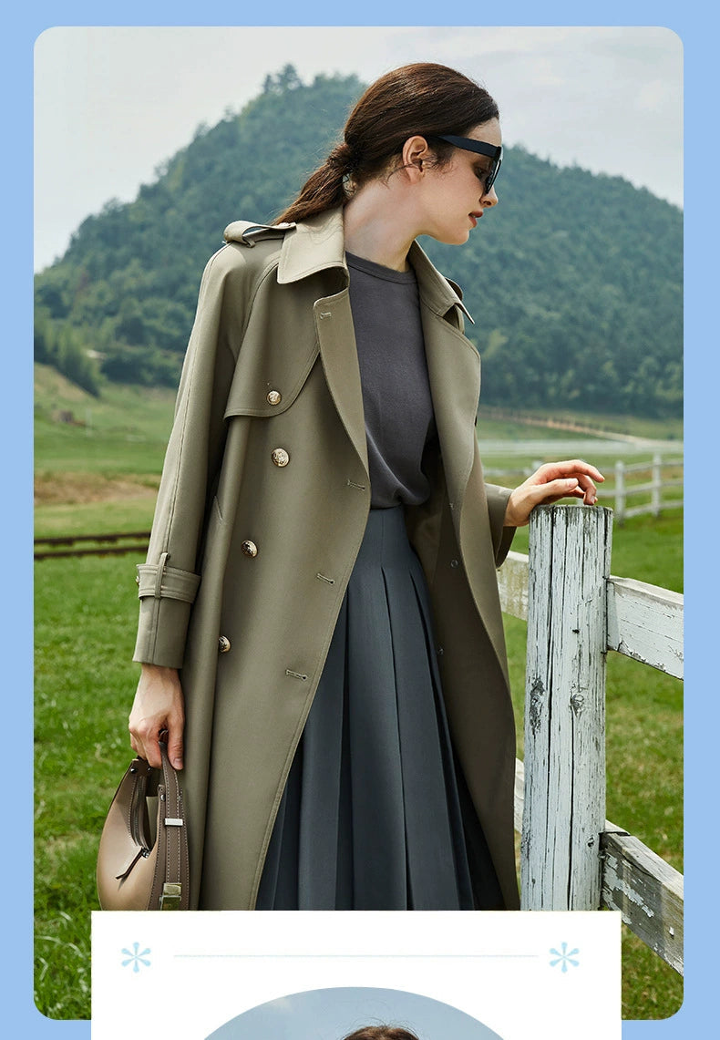 2024 Spring & Fall New Arrival Big Brand Classy C Double Breasted Loose Retro Elegant Mid Length Long Length Trench Coat Outwear Women Viralgem Store