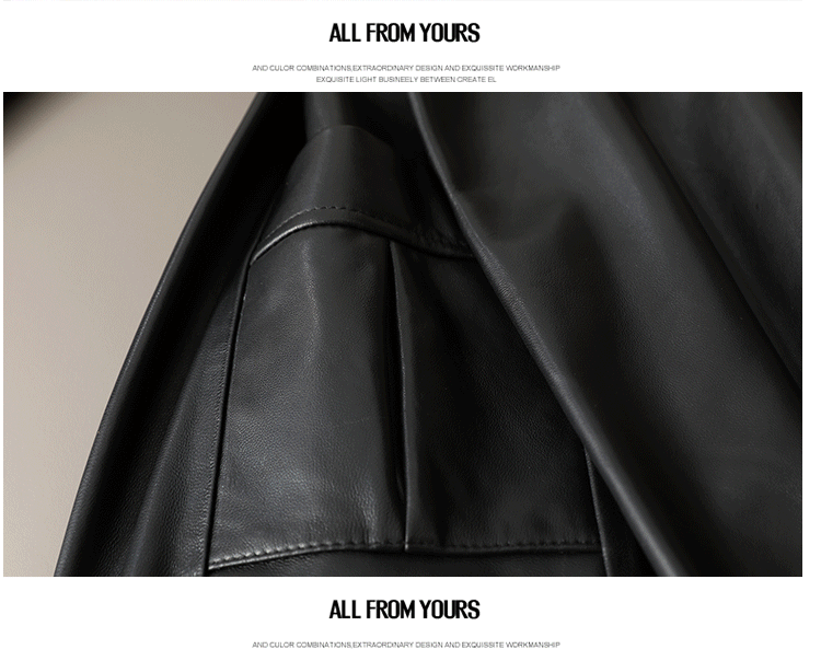 2024 Spring & Fall New Arrival Elegant Large Skirt Sheepskin Genuine Leather Clothes Mid Length Long Length Trench Coat Outwear Female Silm European Goods Viralgem Store