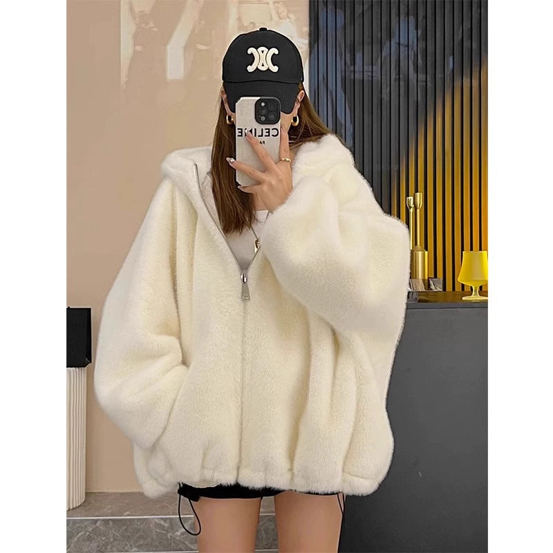 Thickened Short Hood Imitation Fur Cotton Coat Jacket