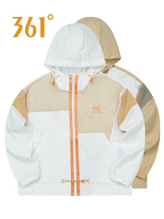 361 Degrees Women's Sports Thin Coat Windproof New 2024 Autumn Fashion Trend Multicolor Hooded Casual Wind Coat Only