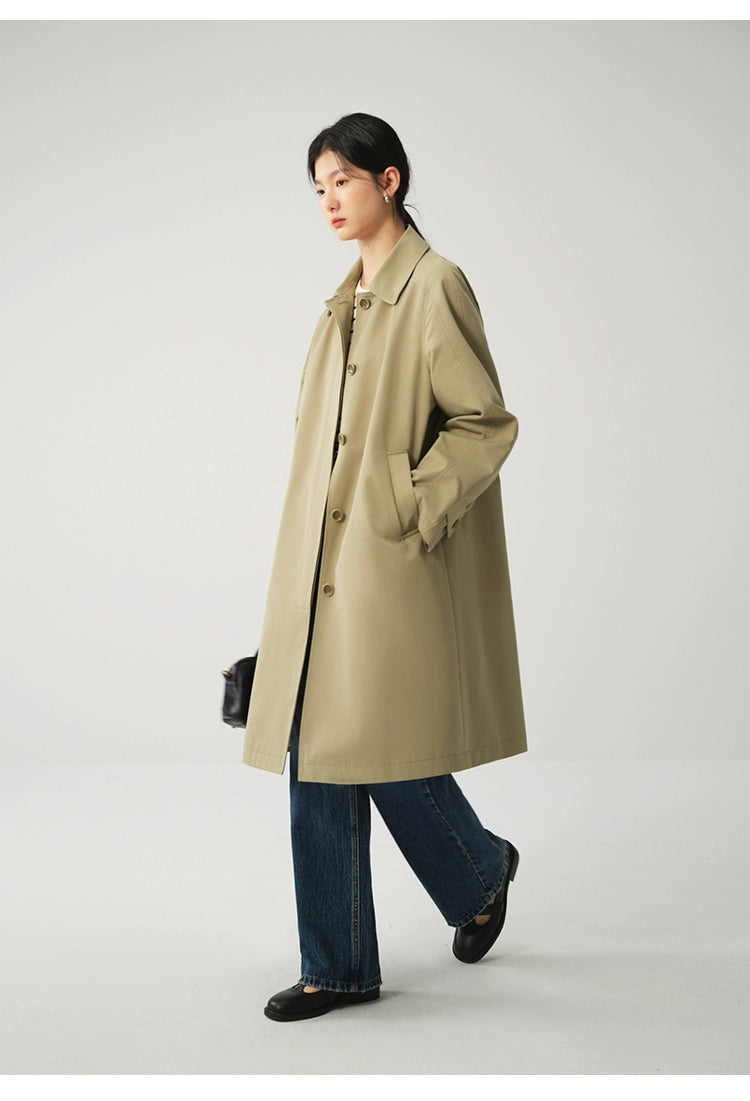 Ziqiao K-style Lapel Mid-Length Raglan Sleeve Trench Coat Viralgem Store