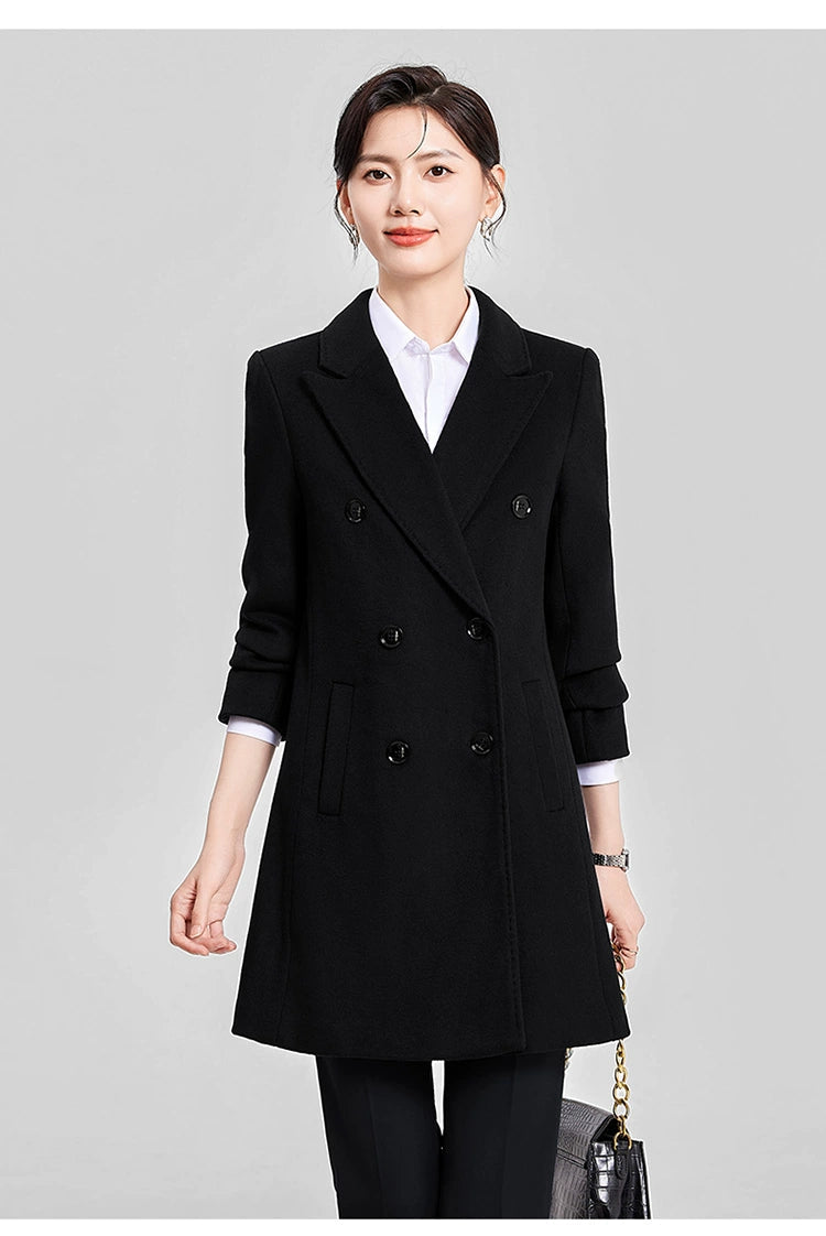 Woolen Coat Winter Thickened New Double Breasted Suit Coat Hotel Manager Work Clothes Mid Length Long Length Trench Coat Viralgem Store
