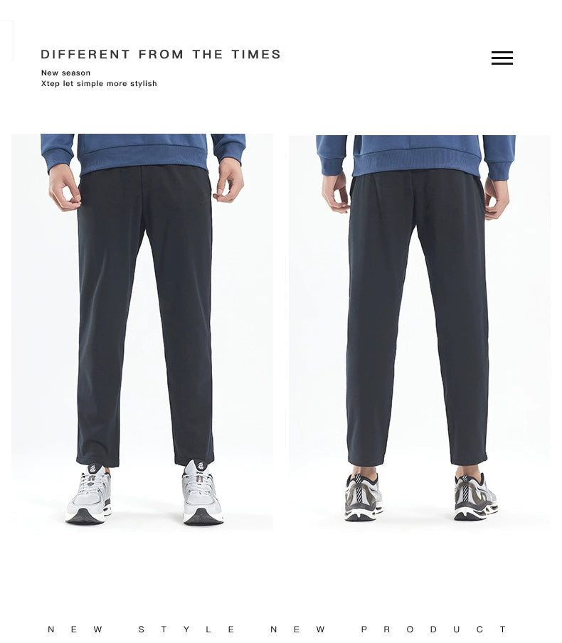 Xtep Fleece-lined Thermal Knitting Pants Male Fall and Winter New Arrival Training Workout Pants Loose Casual Straight Men's Pants