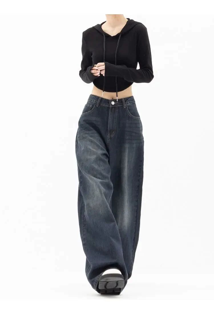 Wide Leg Jeans Women Korean Fashion Harajuku Baggy Denim Tro