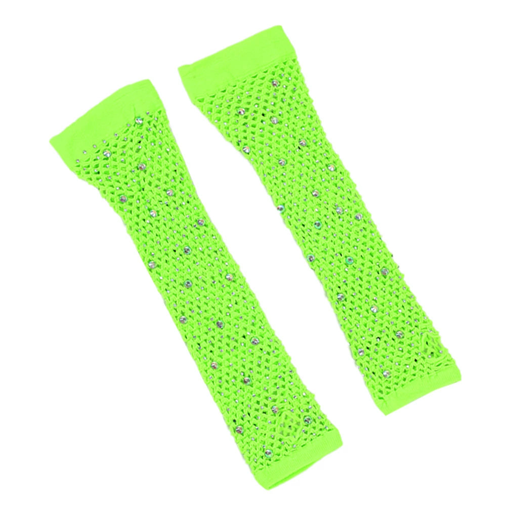80 Ball Diamond Gloves Party Fishnet Stretch Mesh Gloves Fashion Retro Cross-Border Sexy Hot Drilling Sleeve Cover Viralgem Store
