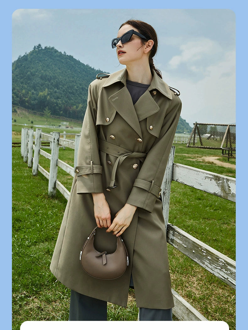 2024 Spring & Fall New Arrival Big Brand Classy C Double Breasted Loose Retro Elegant Mid Length Long Length Trench Coat Outwear Women Viralgem Store