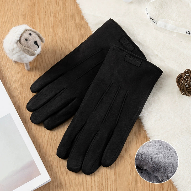 Women's Warm-Keeping and Cold-Proof Five-Finger Double-Layer Thickened Gloves for Autumn and Winter