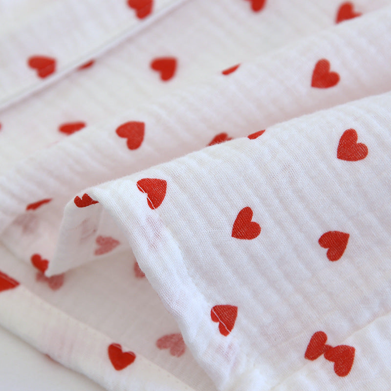 Summer Japanese Style Sweet Crepe Cotton Kimono Pajamas Lapel Cartoon Cute Printing Loose Loungewear Women 2 Piece Sleepwear