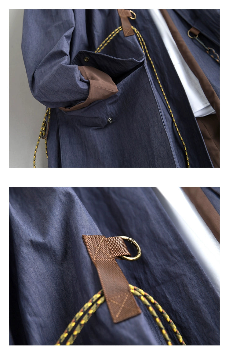 Spring & Fall Retro Removable Mid Length Long Length Outdoor Windbreaker Viralgem Store