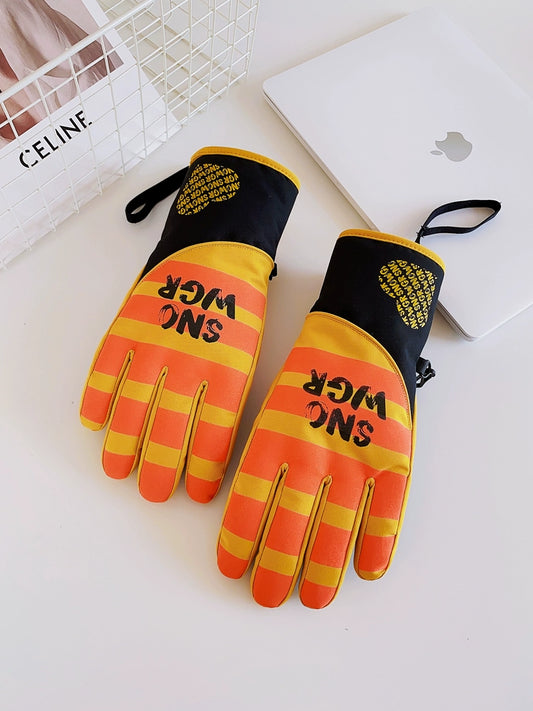 Waterproof Ski Gloves for Women Winter Fleece-Lined Thickened Cotton Students Warm-Keeping Cold-Proof Windproof Touch Screen Cycling Motorcycle Men