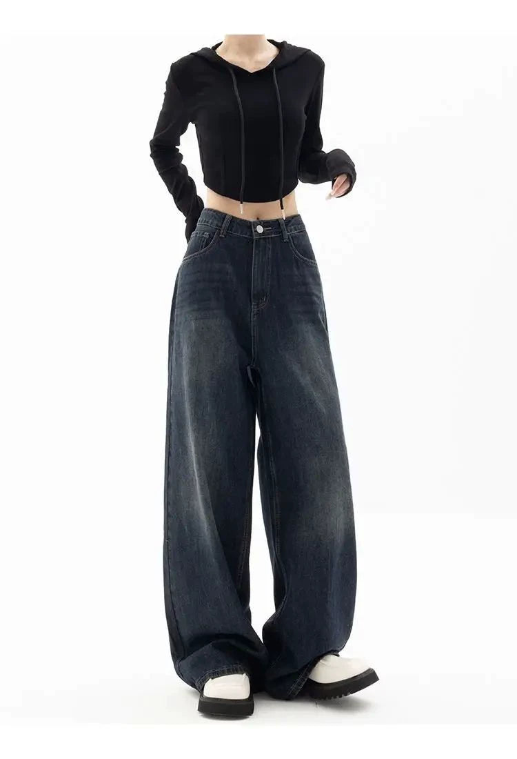 Wide Leg Jeans Women Korean Fashion Harajuku Baggy Denim Tro