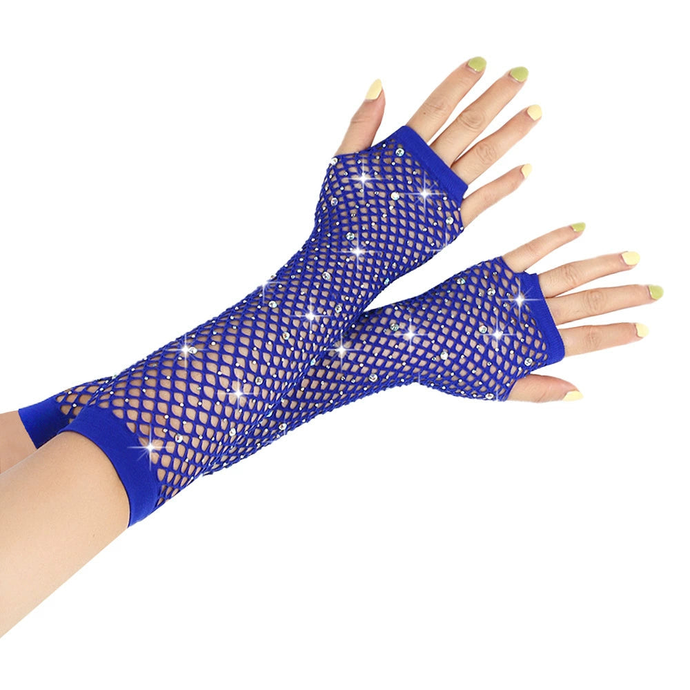 80 Ball Diamond Gloves Party Fishnet Stretch Mesh Gloves Fashion Retro Cross-Border Sexy Hot Drilling Sleeve Cover Viralgem Store