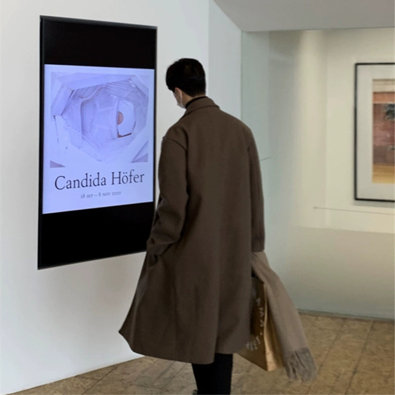 Visvim X WMV Trendy Mid Length Long Length Trench Coat Men's Fall and Winter New Arrival Fashion All-Matching Woolen Coat Outerwear Ins