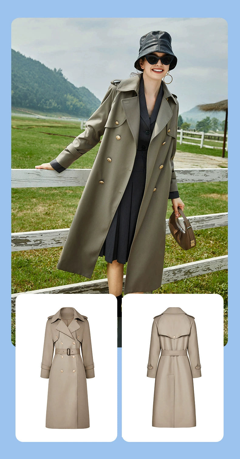 2024 Spring & Fall New Arrival Big Brand Classy C Double Breasted Loose Retro Elegant Mid Length Long Length Trench Coat Outwear Women Viralgem Store