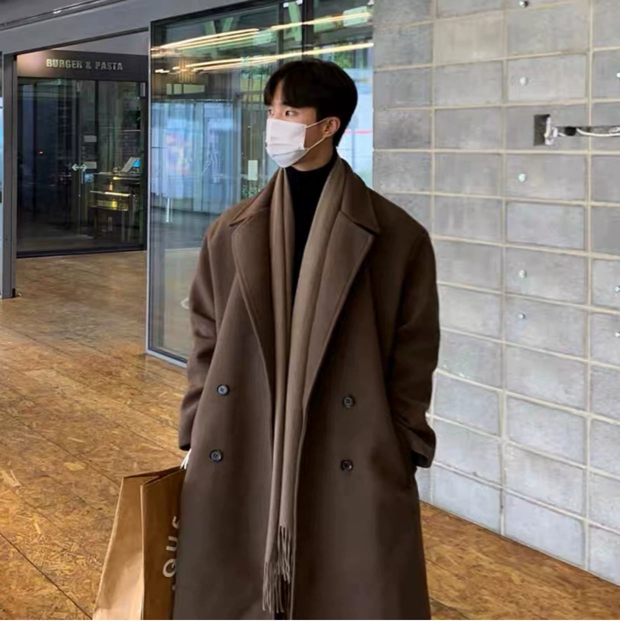 Visvim X WMV Trendy Mid Length Long Length Trench Coat Men's Fall and Winter New Arrival Fashion All-Matching Woolen Coat Outerwear Ins