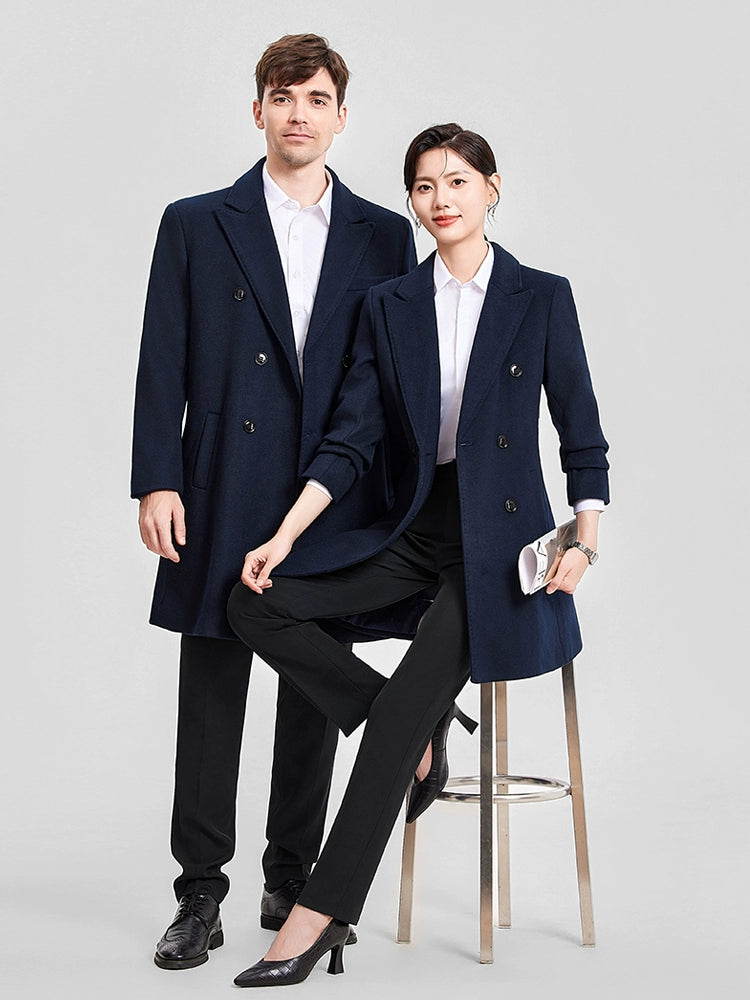 Woolen Coat Winter Thickened New Double Breasted Suit Coat Hotel Manager Work Clothes Mid Length Long Length Trench Coat Viralgem Store