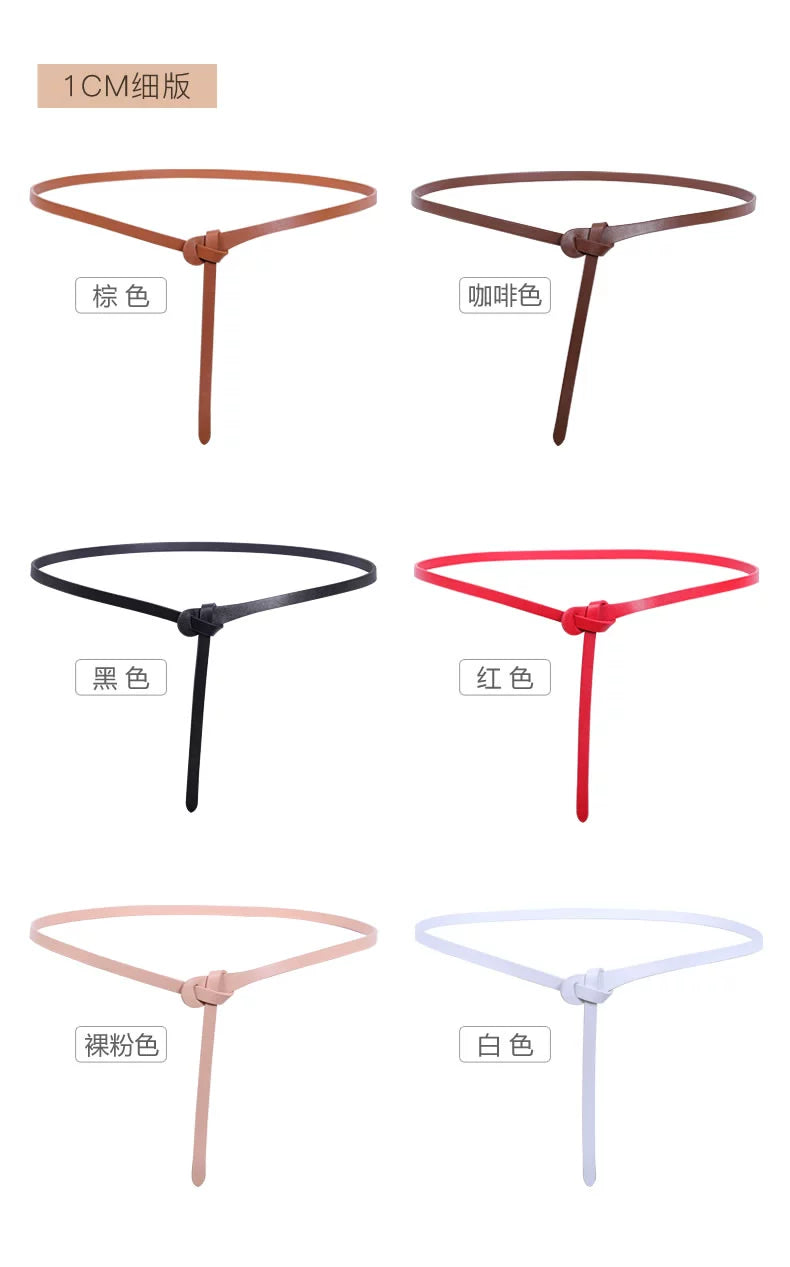 Women's Woolen Sweater Accessories Leather Coffee Color Lengthened Belt