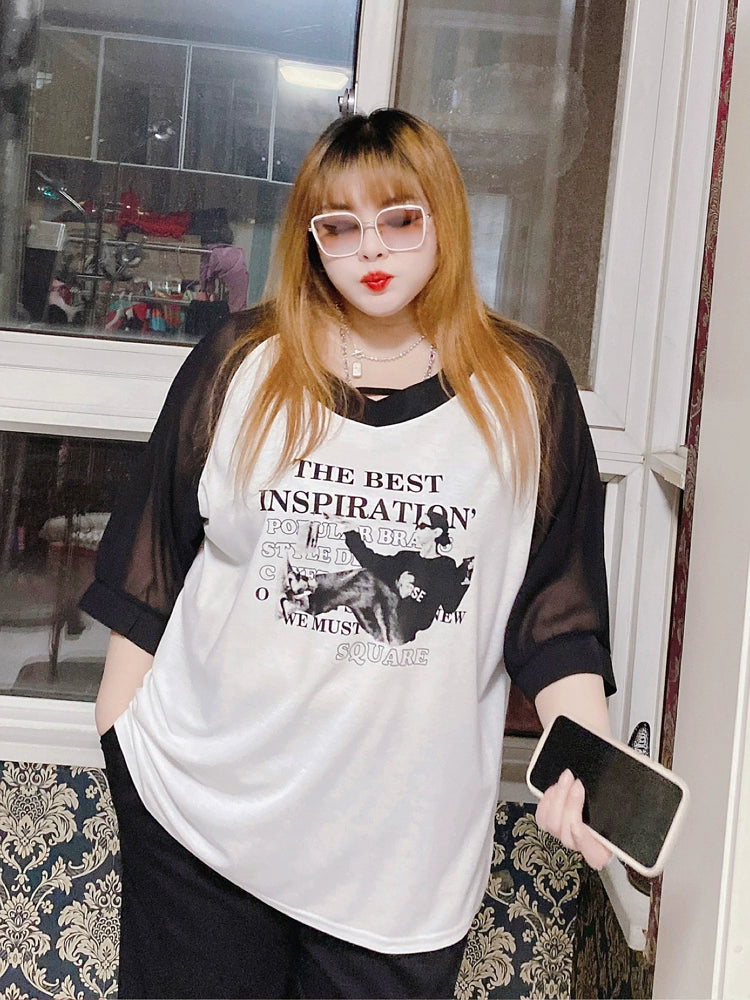 120.00kg Fashion Style Hello Fat Girl Short Sleeve T-shirt