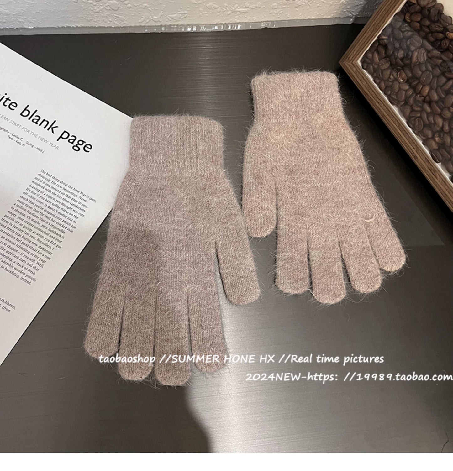 South Korea Ins Solid Color Cycling Gloves Student Cute Wild Cold-Proof Warm Finger Stuffed Knitted Gloves Female Winter