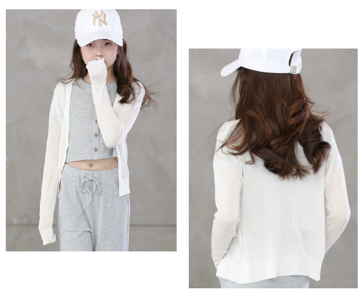 Stylish Medium and Large Children's Summer Clothes Air Conditioning Sweater Sweater