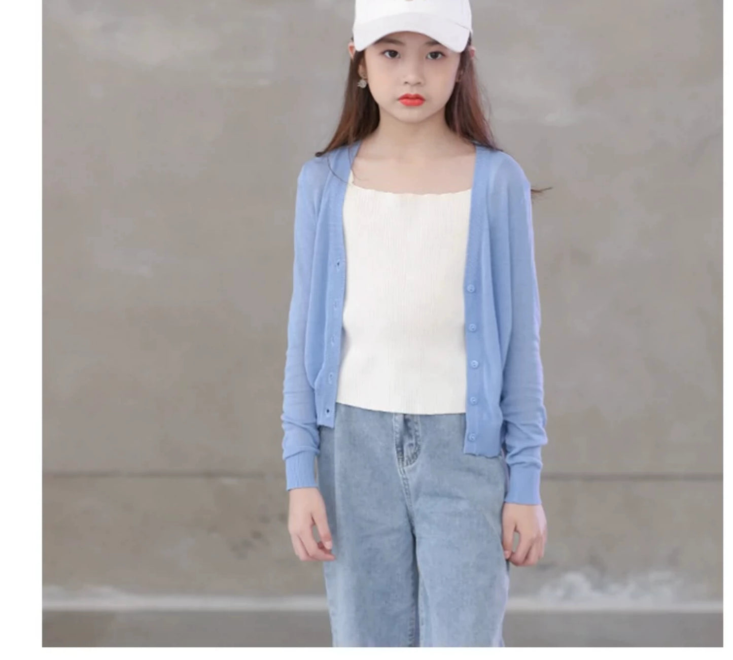 Stylish Medium and Large Children's Summer Clothes Air Conditioning Sweater Sweater