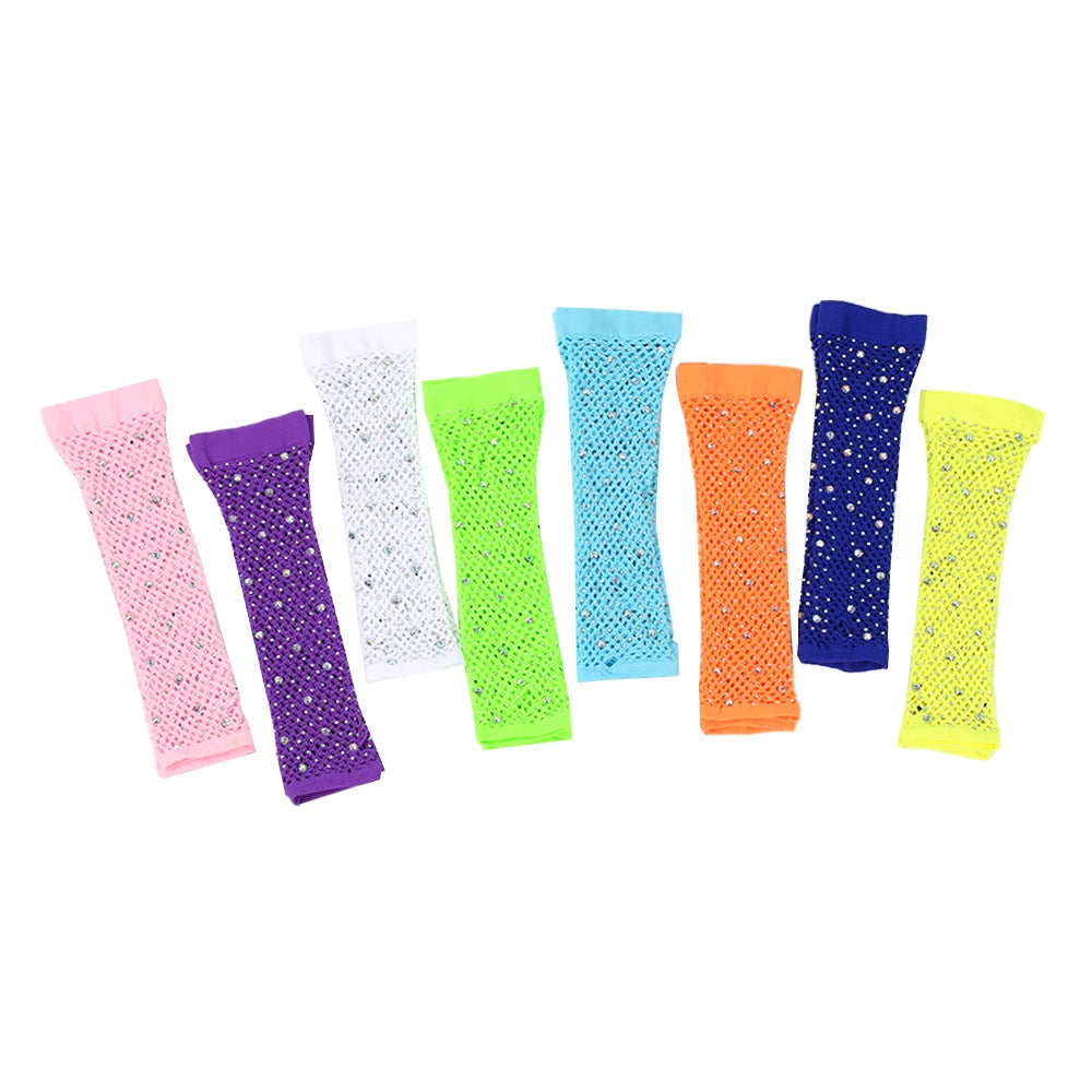 80 Ball Diamond Gloves Party Fishnet Stretch Mesh Gloves Fashion Retro Cross-Border Sexy Hot Drilling Sleeve Cover Viralgem Store