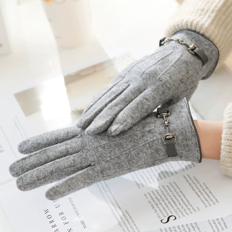 Women's Warm-Keeping and Cold-Proof Five-Finger Double-Layer Thickened Gloves for Autumn and Winter