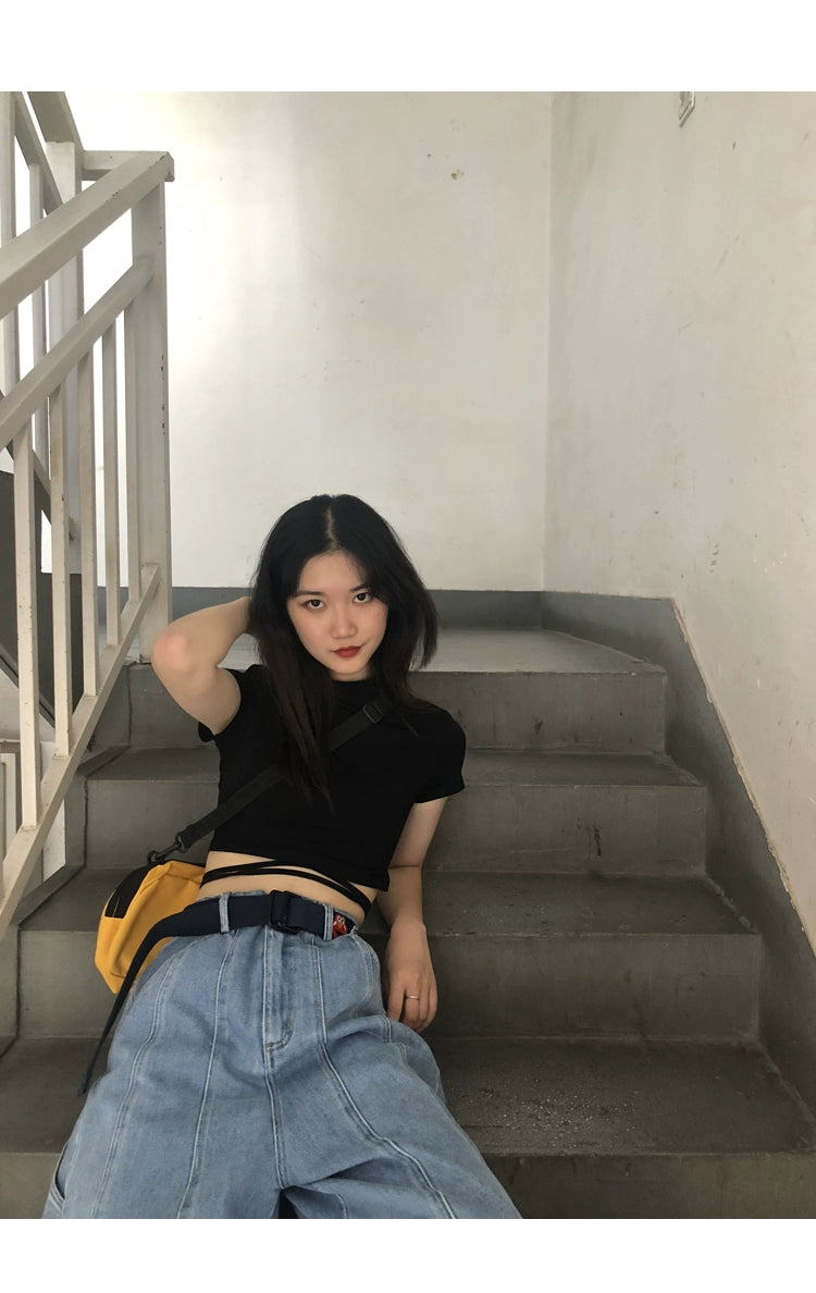 Student Ins Trendy Women's Korean-Style Double Ring Buckle Belt