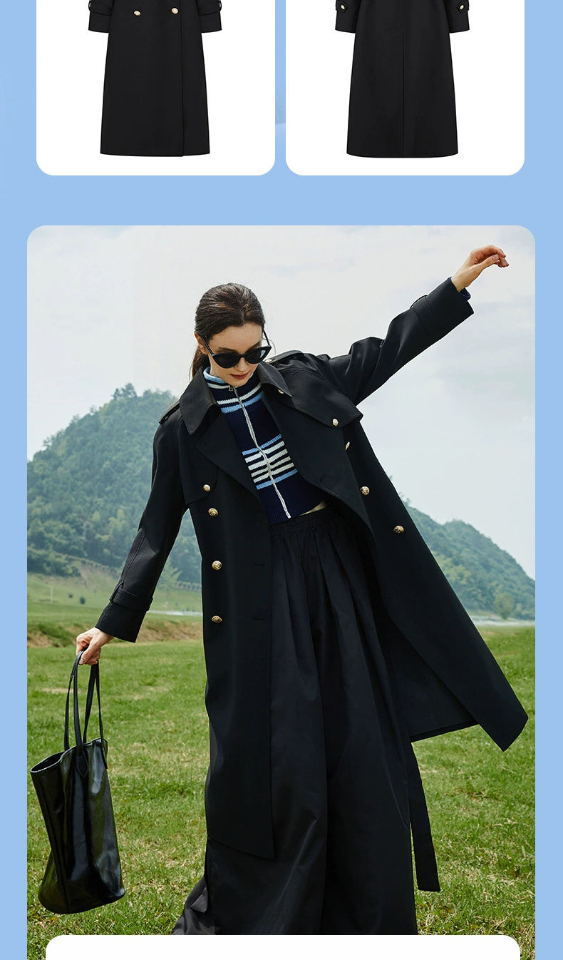 2024 Spring & Fall New Arrival Big Brand Classy C Double Breasted Loose Retro Elegant Mid Length Long Length Trench Coat Outwear Women Viralgem Store