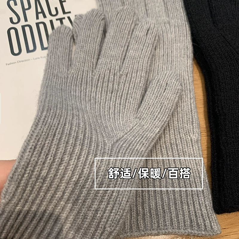 Women's Korean-Style Solid Color Wool Couple Gloves