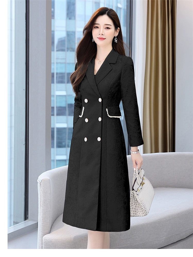 2024 Fashion Minimalist Generous Elegant Elegance Double Breasted Mid Length Long Length Trench Coat