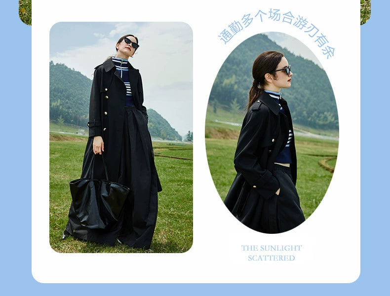 2024 Spring & Fall New Arrival Big Brand Classy C Double Breasted Loose Retro Elegant Mid Length Long Length Trench Coat Outwear Women Viralgem Store
