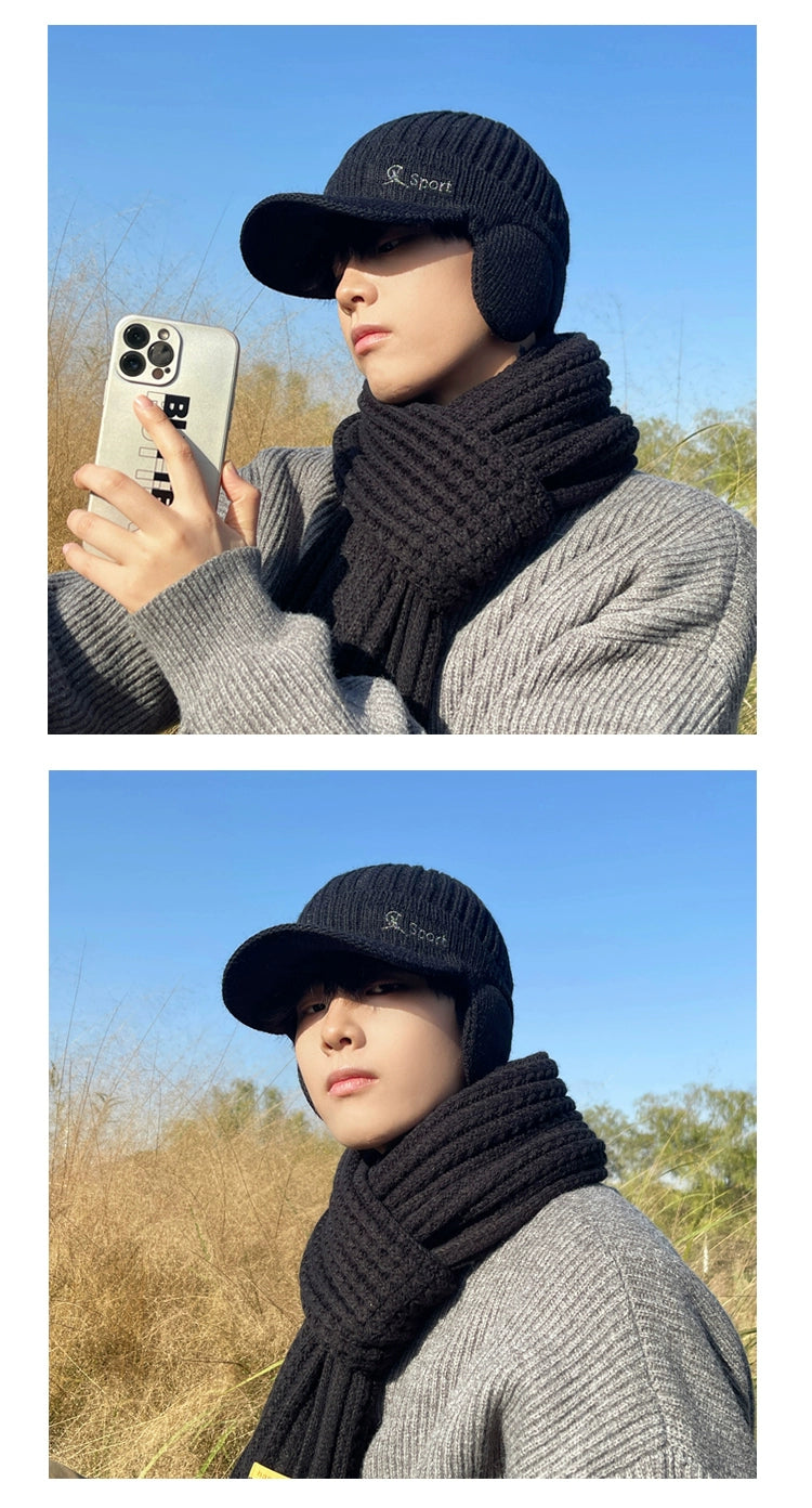 Winter Heattech Male Fleece-lined Thickened Cold Protection Cycling Hat