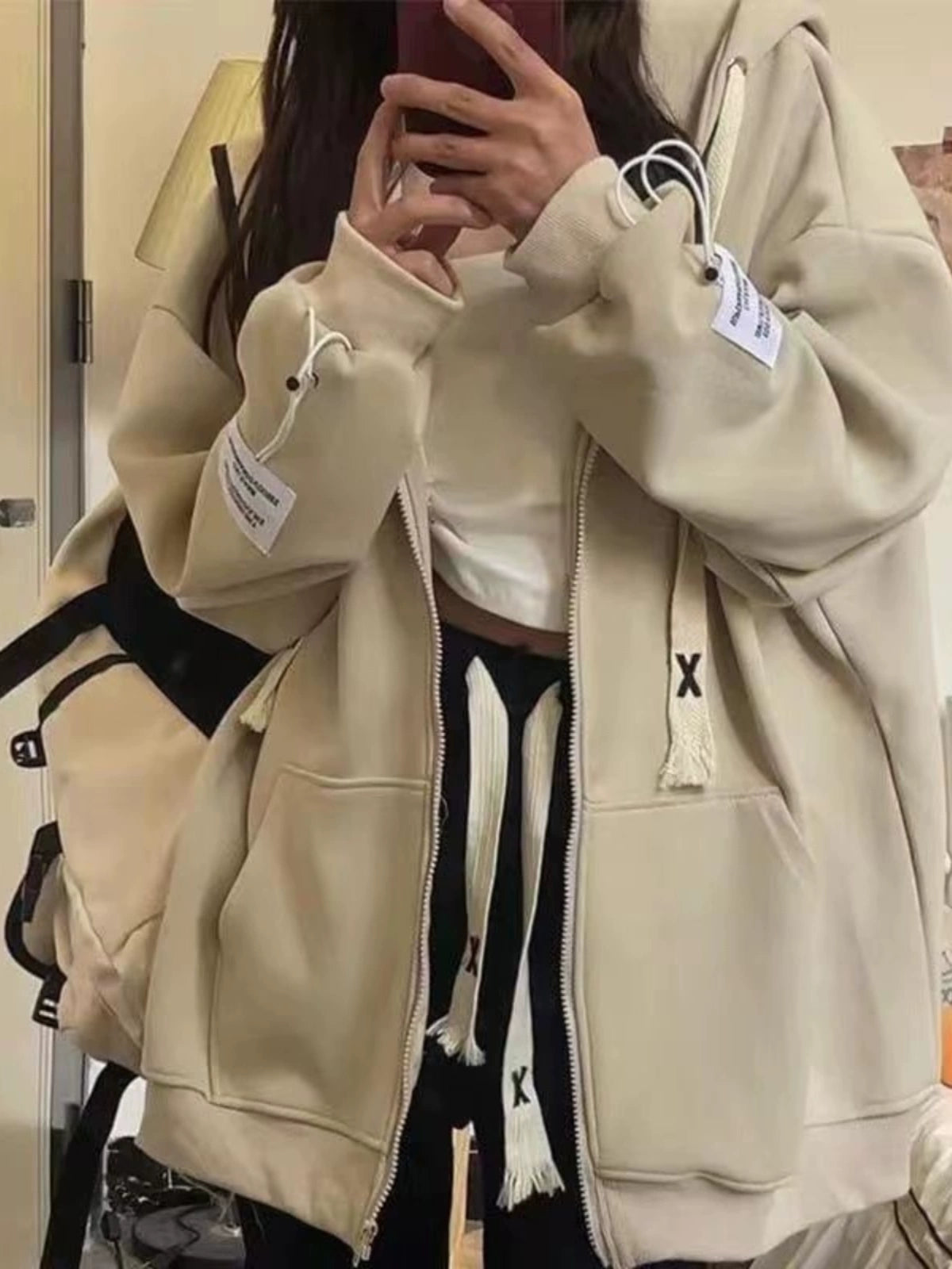 150.00kg Plus Size American Hooded Sweatshirt Female Plus Size Ladies Loose BF Idle Style Long-Sleeve Zipper Cardigan Outerwear Top