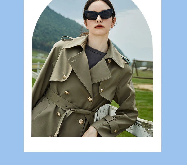 2024 Spring & Fall New Arrival Big Brand Classy C Double Breasted Loose Retro Elegant Mid Length Long Length Trench Coat Outwear Women Viralgem Store