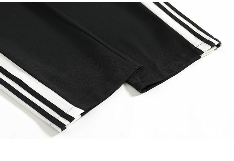 Y2K Style Wide Leg Pants for Women, Straight Trousers, High Street Casual, Loose Side Button Sweatpants, Vintage Streetwear,2021