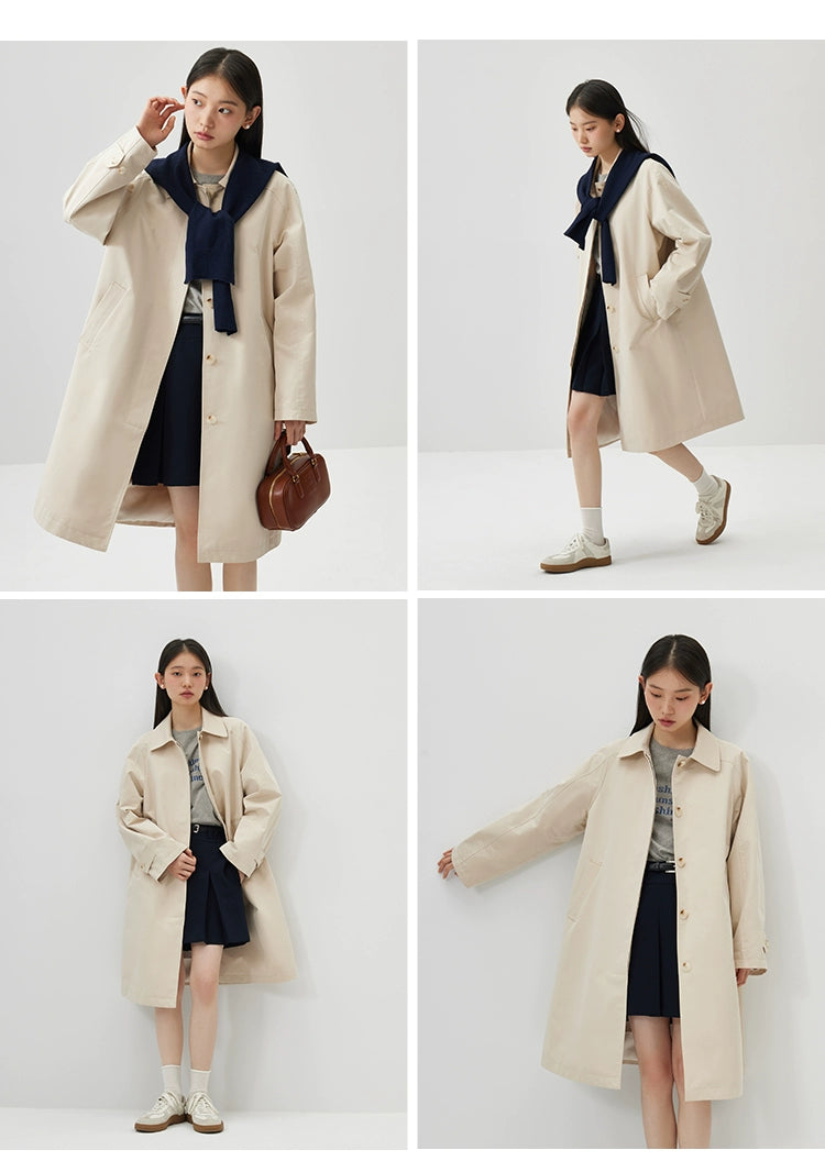 Ziqiao K-style Lapel Mid-Length Raglan Sleeve Trench Coat Viralgem Store