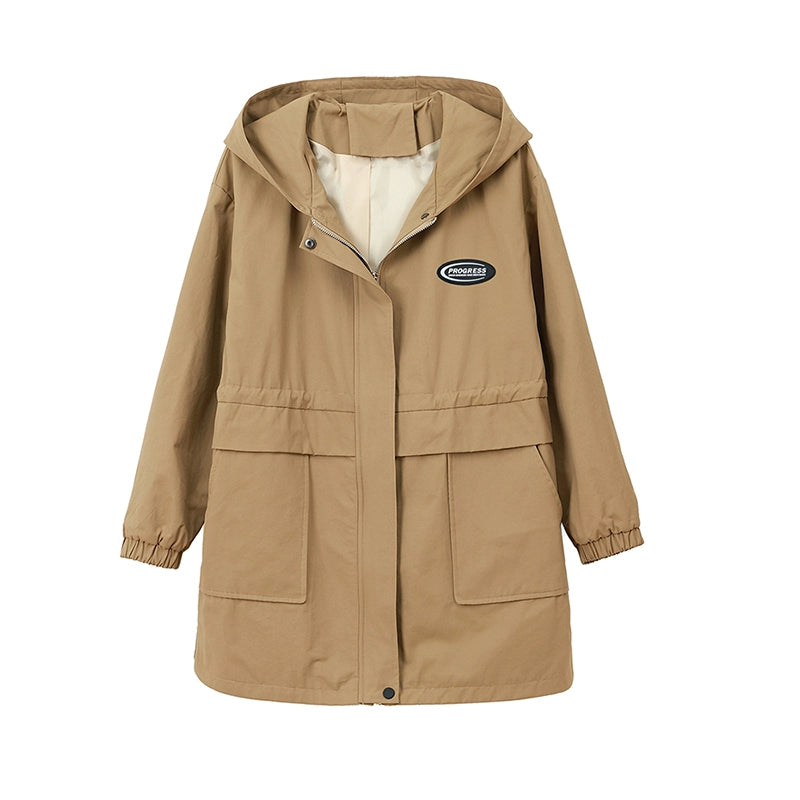 Young Mother Casual Fashion Baggy Coat Female 2023 Spring & Fall New Arrival plus Size Waist Fitted Figure Flattering Mid Length Long Length Trench Coat