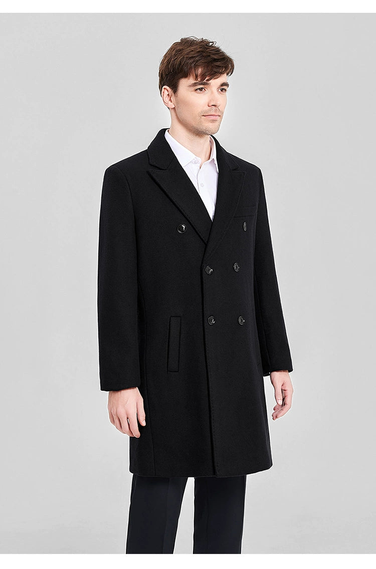Woolen Coat Winter Thickened New Double Breasted Suit Coat Hotel Manager Work Clothes Mid Length Long Length Trench Coat Viralgem Store