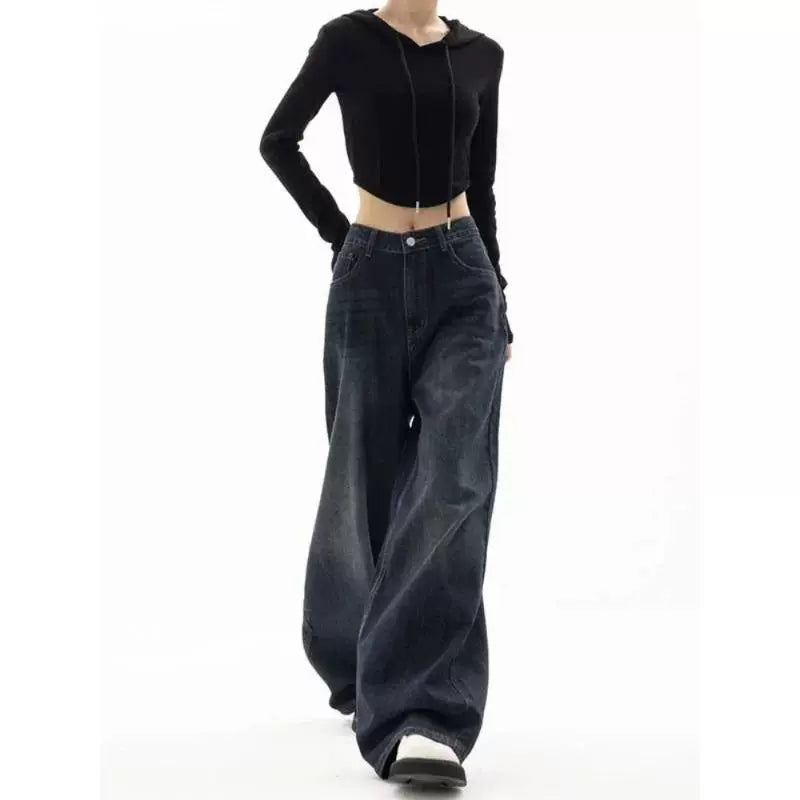 Wide Leg Jeans Women Korean Fashion Harajuku Baggy Denim Tro