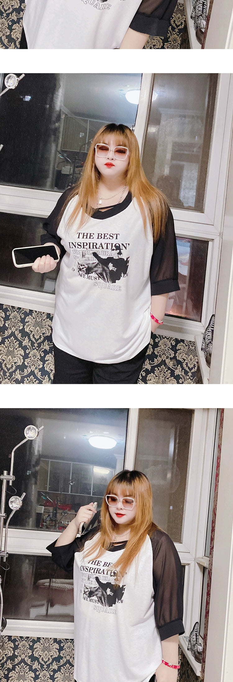 120.00kg Fashion Style Hello Fat Girl Short Sleeve T-shirt