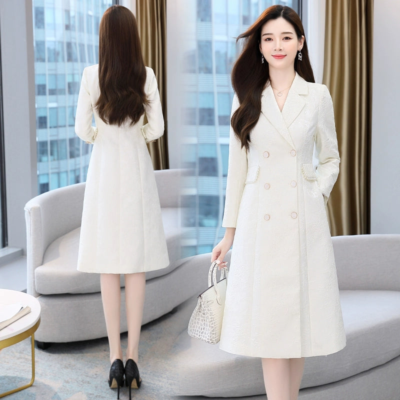 2024 Fashion Minimalist Generous Elegant Elegance Double Breasted Mid Length Long Length Trench Coat