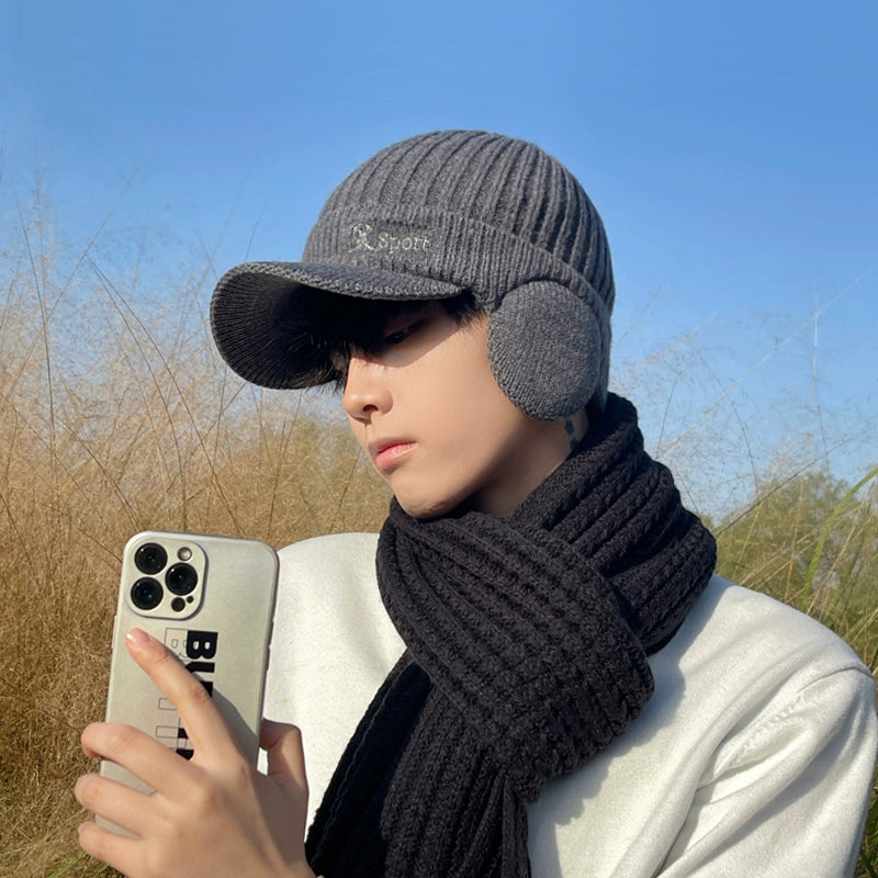 Winter Heattech Male Fleece-lined Thickened Cold Protection Cycling Hat